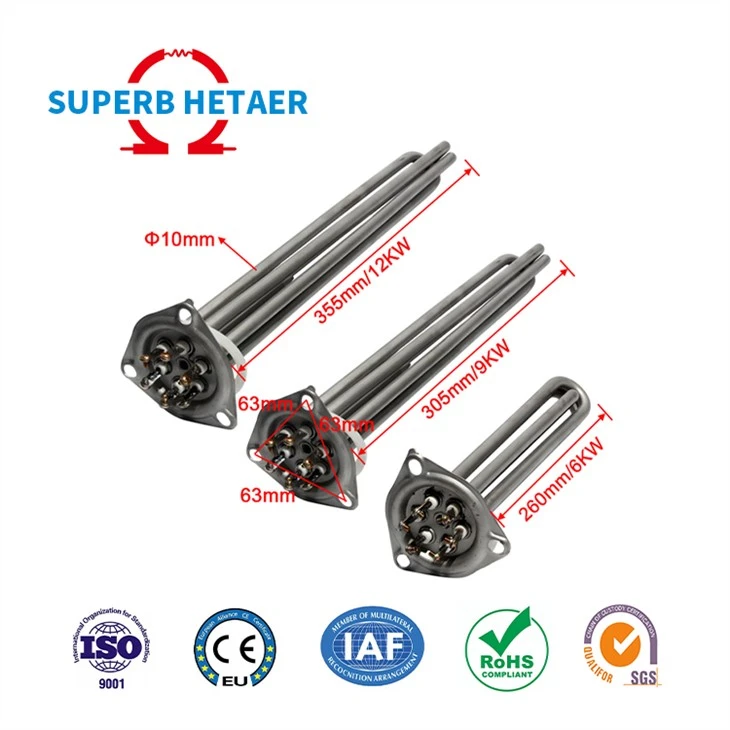 Calentador de agua tubular industrial eléctrico de la inmersión del tubo de Rod para la calefacción líquida